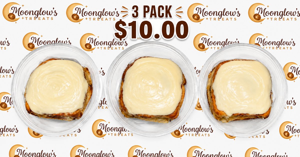 Moonglow's Treats Signature Cinnamon Rolls – 3 Pack | Fresh Baked | $10.00